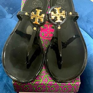 Tory Burch Perfect Black Mini Miller Flat Thong Jelly